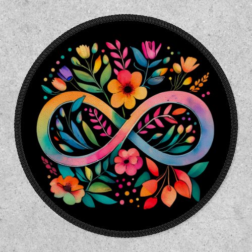  Rainbow Infinity Watercolor Flowers Autism Patch