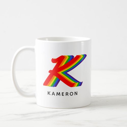  Rainbow Initial  Name Cool Stylish Modern Unique Coffee Mug