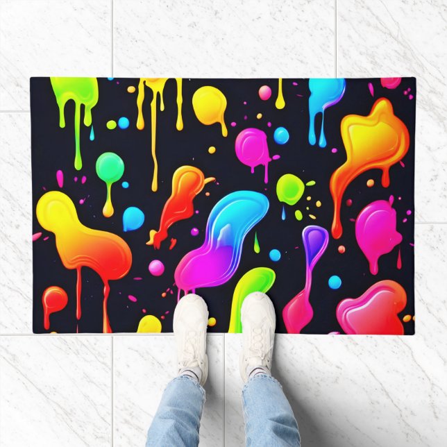 Rainbow Ink Paint Splashes Doormat (Indoor)