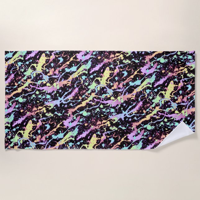 rainbow ink splash extreme : beach towel (Front)