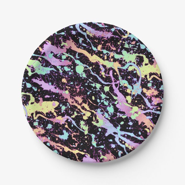 rainbow ink splash extreme : paper plates (Front)