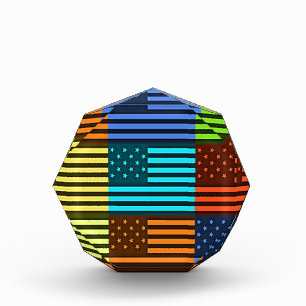 Rainbow-Inspired American Motif Flag Design Acrylic Award