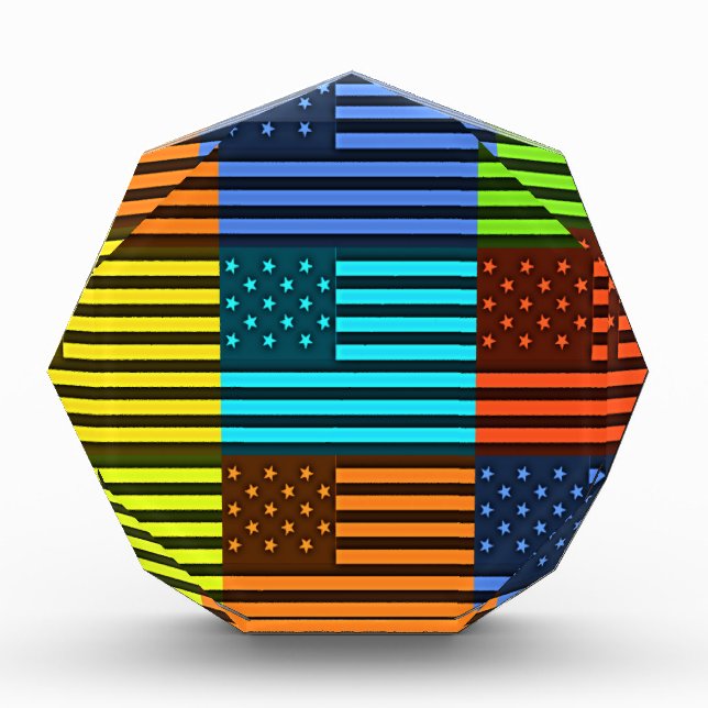 Rainbow-Inspired American Motif Flag Design Acrylic Award (Front)