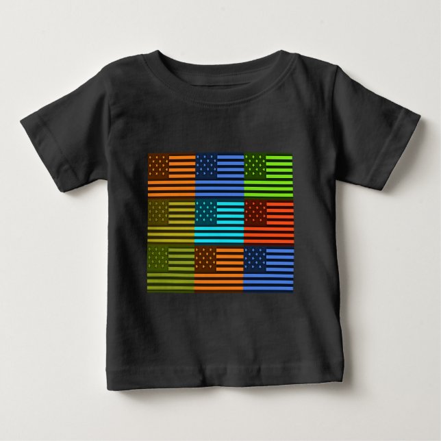 Rainbow-Inspired American Motif Flag Design Baby T-Shirt (Front)