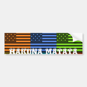 Rainbow-Inspired American Motif Flag Design Bumper Sticker