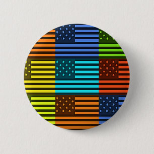 Rainbow-Inspired American Motif Flag Design Button