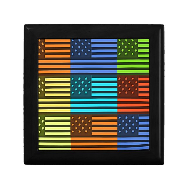 Rainbow-Inspired American Motif Flag Design Jewelry Box (Front)