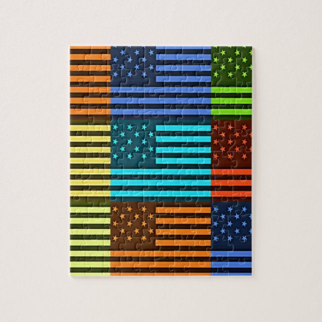 Rainbow-Inspired American Motif Flag Design Jigsaw Puzzle (Vertical)