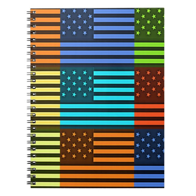 Rainbow-Inspired American Motif Flag Design Notebook (Front)