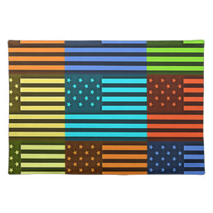 Rainbow-Inspired American Motif Flag Design Placemat