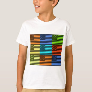 Rainbow-Inspired American Motif Flag Design T-Shirt