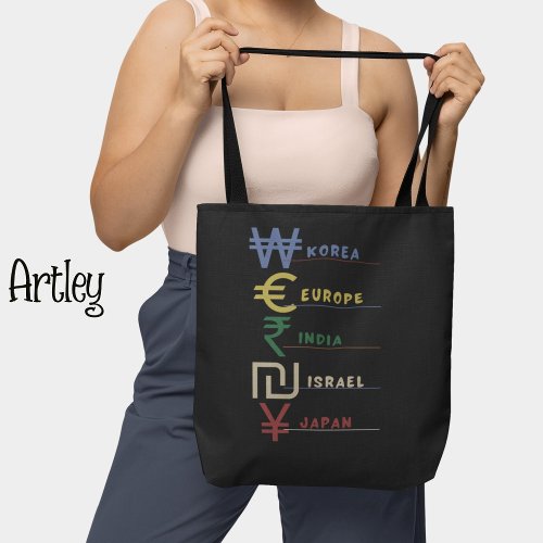 Rainbow International Currency Symbol Travel  Tote Bag