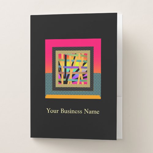 Rainbow Interwoven Black  Pocket Folder