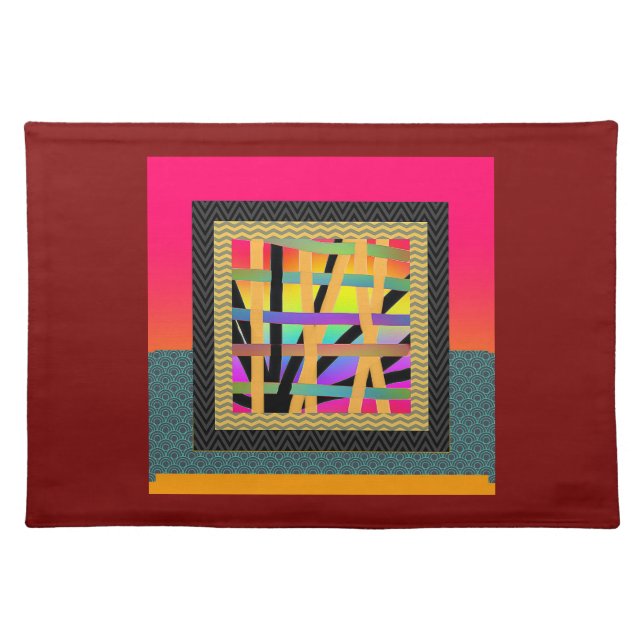 Rainbow Interwoven Cinnamon Red   Cloth Placemat (Front)