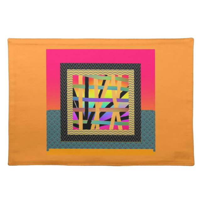 Rainbow Interwoven Orange  Cloth Placemat (Front)