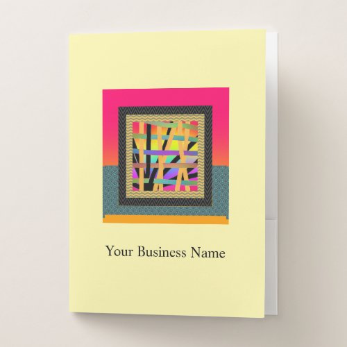 Rainbow Interwoven Pale Yellow Pocket Folder