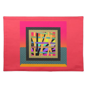 Rainbow Interwoven Red  Cloth Placemat