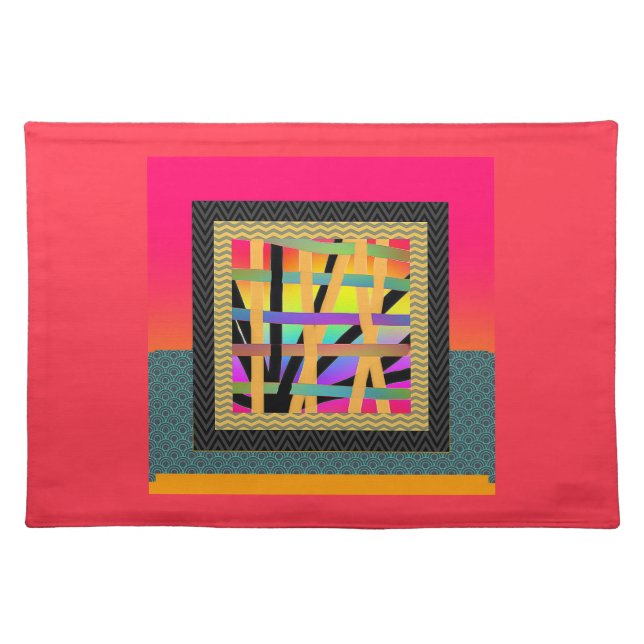 Rainbow Interwoven Red  Cloth Placemat (Front)