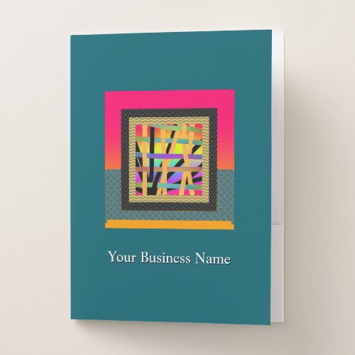 Rainbow Interwoven Teal Pocket Folder