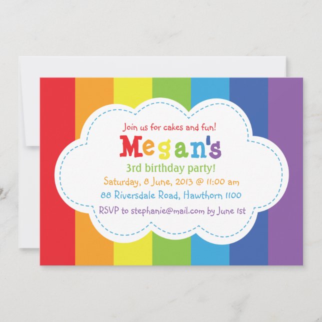 Rainbow Invitation / Rainbow Invite / Colorful (Front)