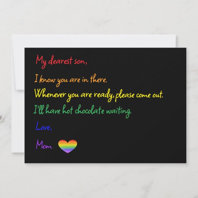 Rainbow Invitation to Coming Out To Son from Mom (Front)