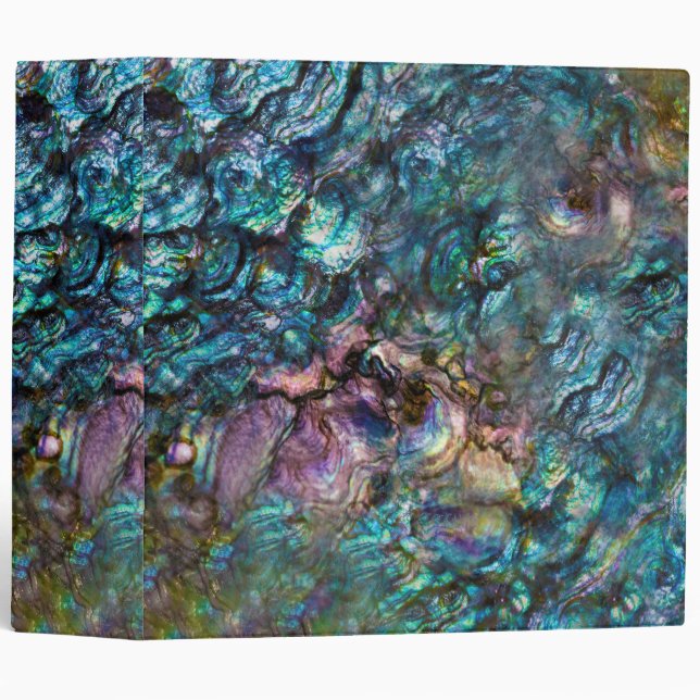 Rainbow Iridescent Abalone Sea Shell 3 Ring Binder (Front/Spine)