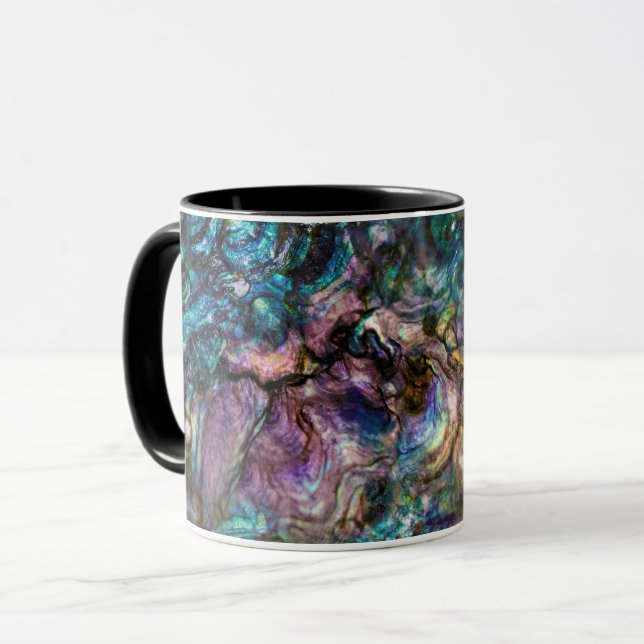Rainbow Iridescent Abalone Sea Shell Mug (Front Left)