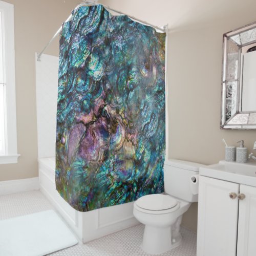 Rainbow Iridescent Abalone Sea Shell Shower Curtain