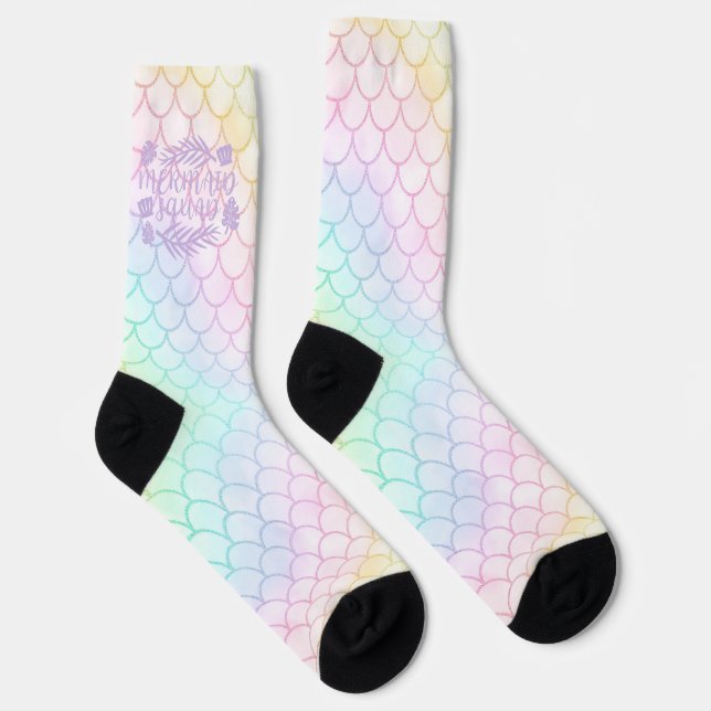 Rainbow Iridescent Dreamy Fantasy Mermaid Scales Socks (Right)