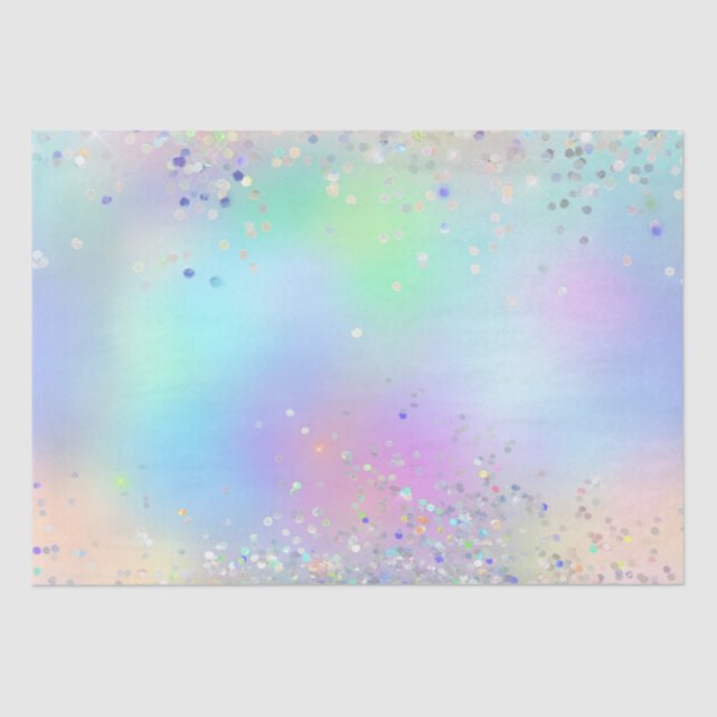 Rainbow Iridescent Foil and Holographic Glitter Tissue Paper (Front)