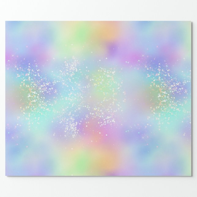 Pretty Holographic Glitter Rainbow Wrapping Paper by SweetBirdieStudio