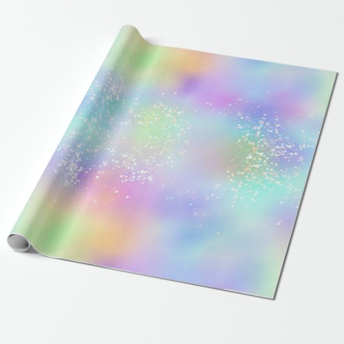 Rainbow Iridescent Foil and Holographic Glitter Wrapping Paper