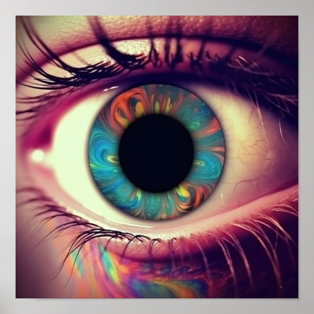 Rainbow Iris in a Luminous Eye Poster (Front)