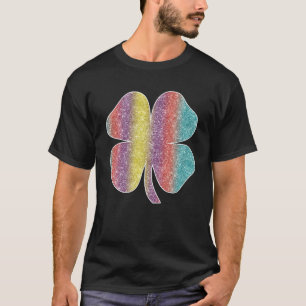 Rainbow Irish Shamrock Lucky Four-Leaf Clover Patr T-Shirt