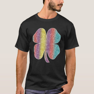 Rainbow Irish Shamrock Lucky Four-Leaf Clover Patr T-Shirt