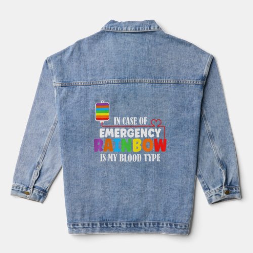 Rainbow Is My Blood Type Lgbt Flag Pride Support   Denim Jacket