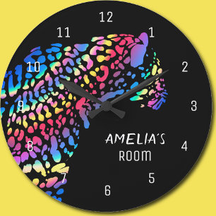 Rainbow Jaguar Personalized Clock