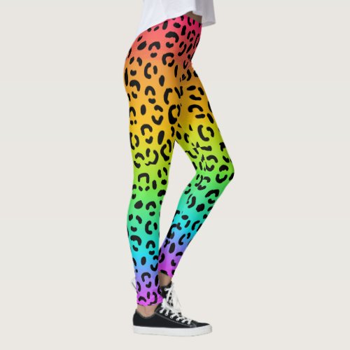 Rainbow Jaguar Spots Animal Print Leggings