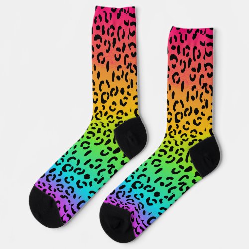 Rainbow Jaguar Spots Animal Print Socks