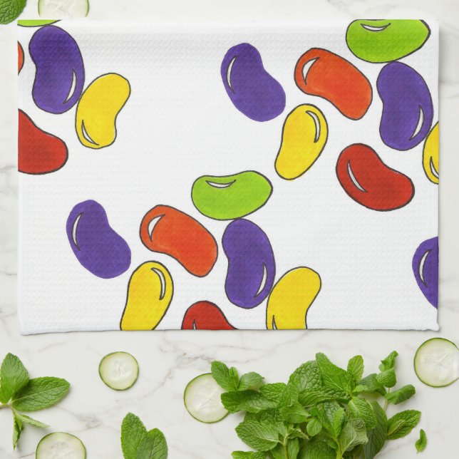 Rainbow Jelly Bean Easter Basket Candy Treats Towel (Folded)