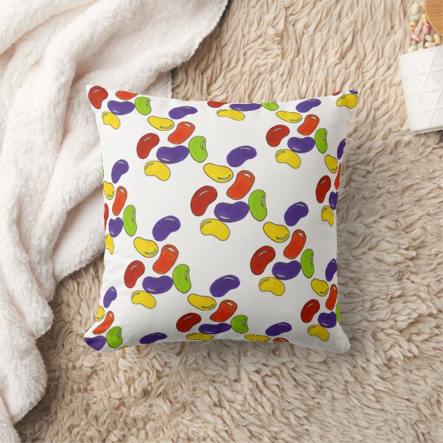 Rainbow Jelly Bean Jellybean Easter Basket Candy Throw Pillow (Blanket)