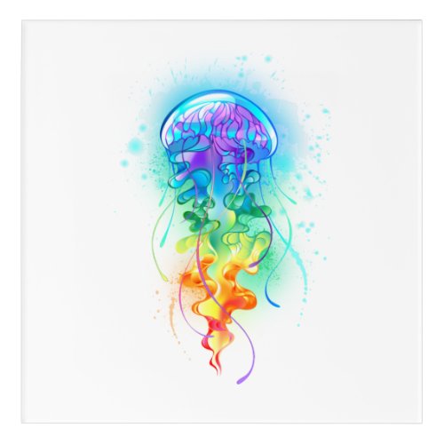 Rainbow jellyfish acrylic print