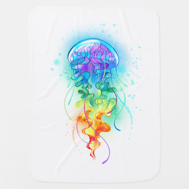 Rainbow jellyfish baby blanket (Front)