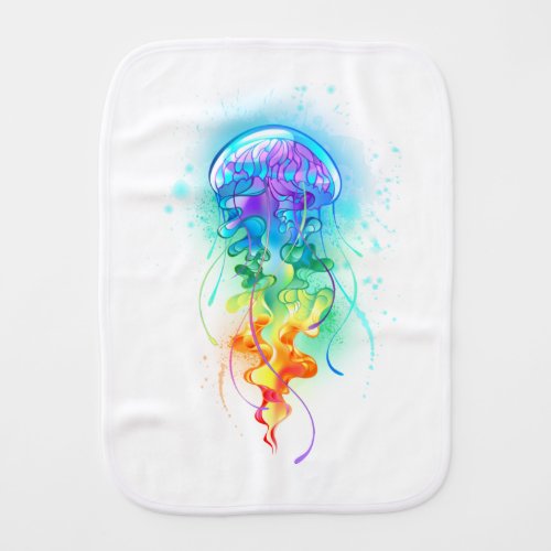 Rainbow jellyfish baby burp cloth