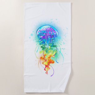Rainbow jellyfish beach towel