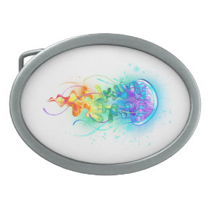 Rainbow jellyfish belt buckle