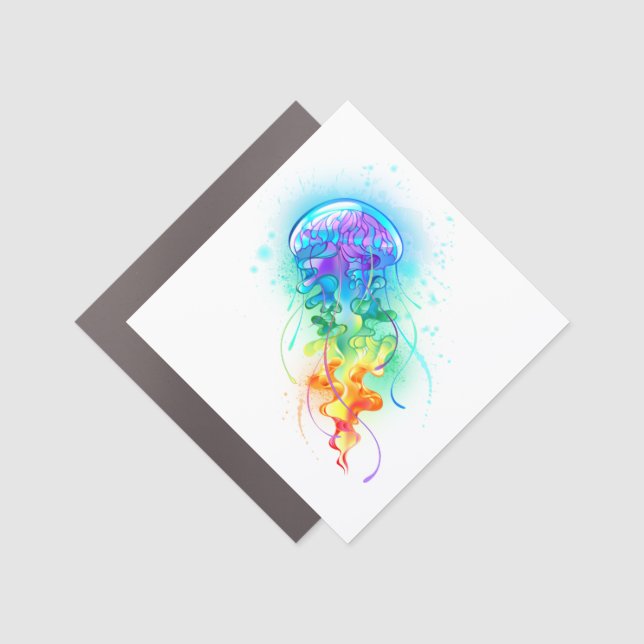 Rainbow jellyfish car magnet (Front)