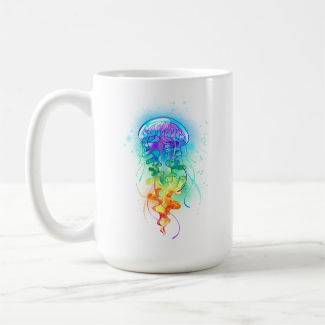 Rainbow jellyfish coffee mug (Left)