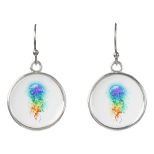 Rainbow jellyfish earrings