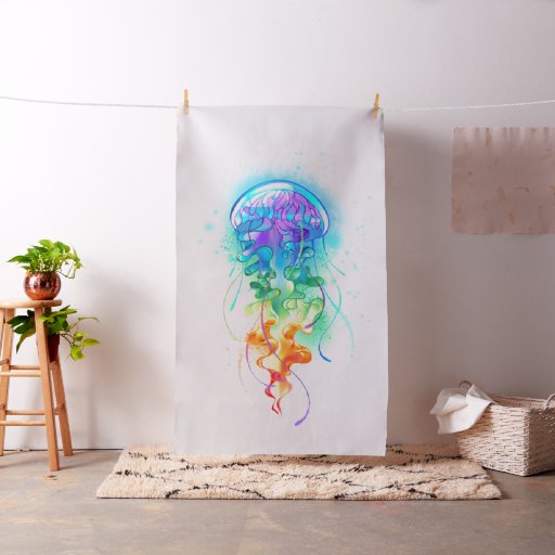 Rainbow jellyfish fabric